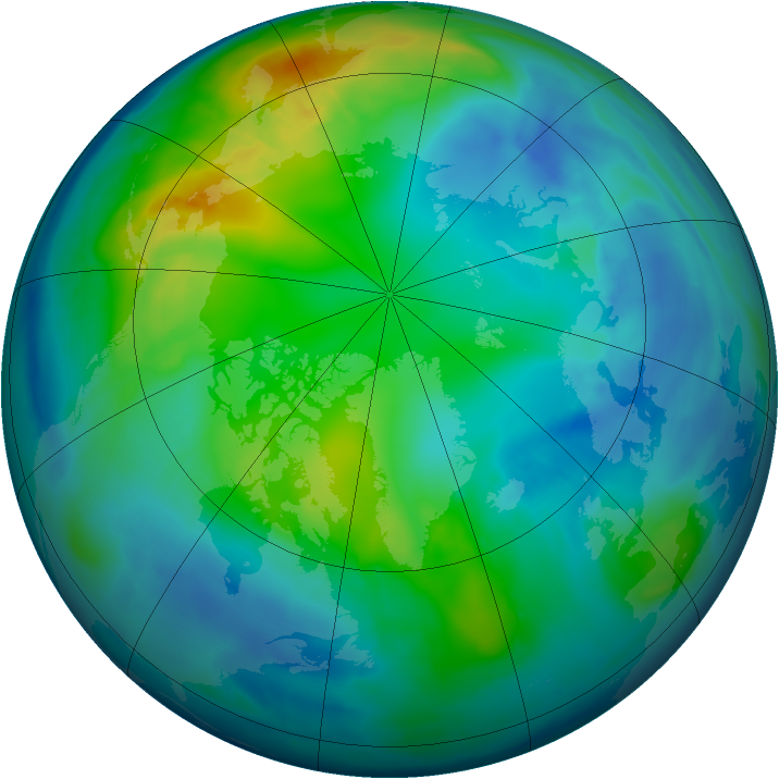 Arctic ozone map for 05 November 2008